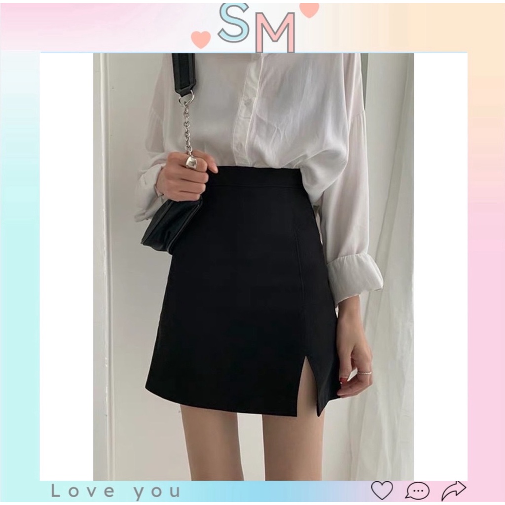 Chân váy xẻ tà 1 bên dáng ngắn, chân váy công sở nữ phog cách hàn quốc cao cấp tuyết mưa SM STORE CV