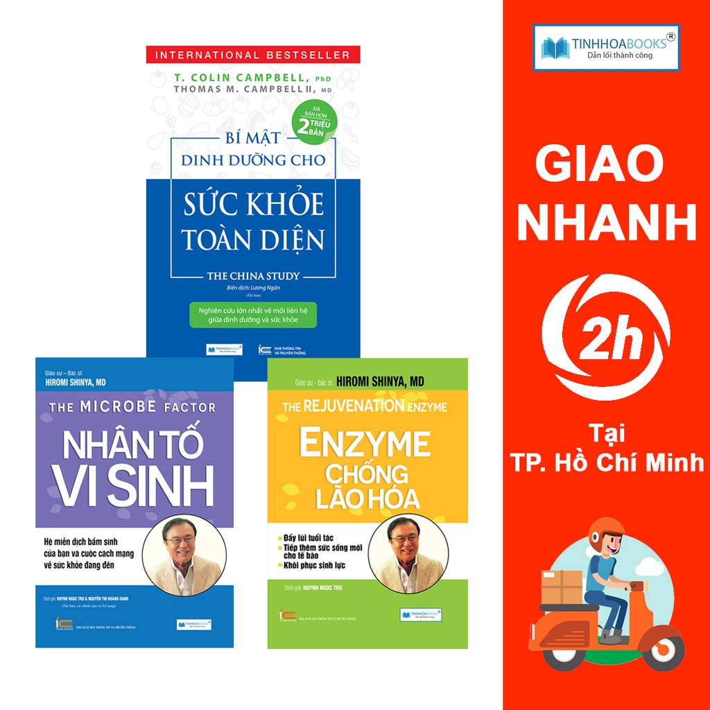 Sách - Combo 3 cuốn: Bí mật dinh dưỡng cho sức khỏe toàn diện + Nhân tố vi sinh + Enzyme chống lão hóa