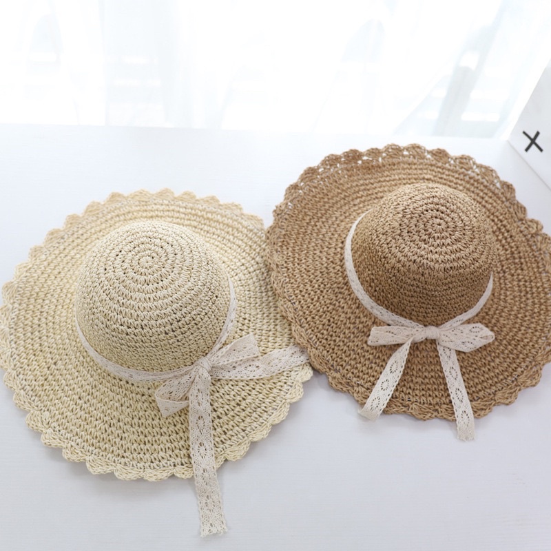 Mũ cói (Nón cói) mềm vintage thắt nơ sau xinh xắn ( SH16)