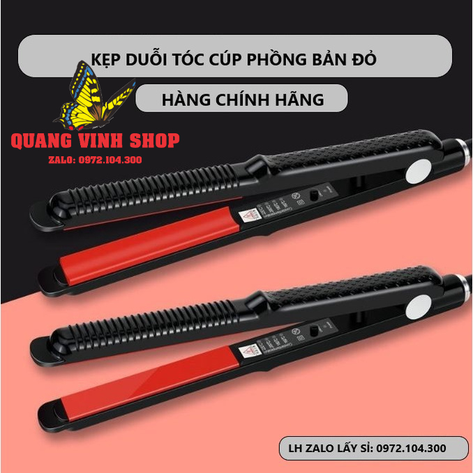 Kẹp duỗi tóc bản nhỏ duỗi thẳng,cúp phồng tóc bản đỏ, dập xù