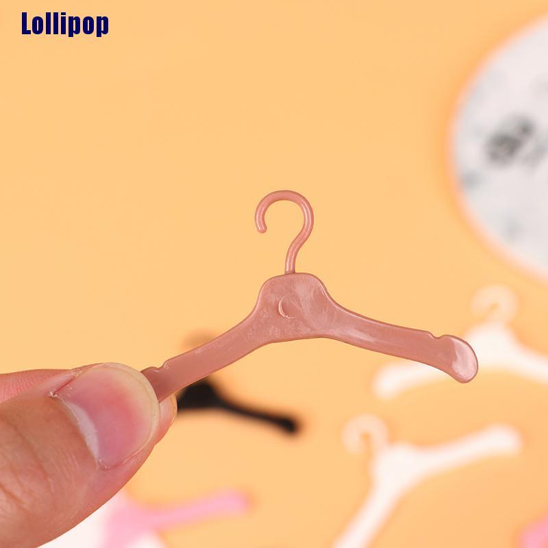 Set 10 móc treo quần áo mini bằng nhựa dễ thương nhiều màu tùy chọn