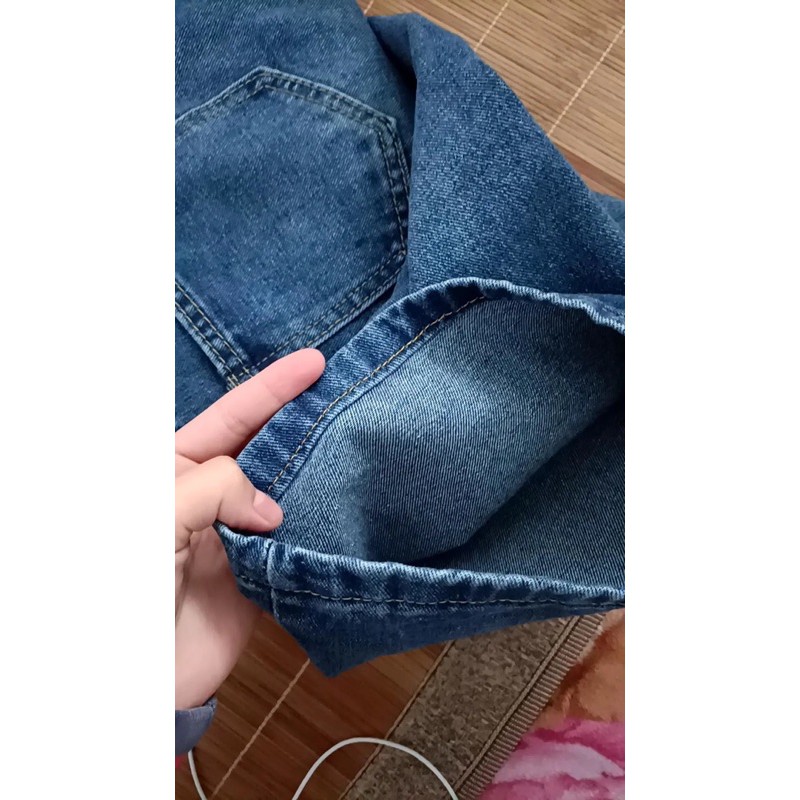 Quần jean nữ ống suông phom rộng cạp cao lưng cao xanh đậm tiểu thư phong cách Ulzzang Hàn Quốc đủ size loại đẹp | BigBuy360 - bigbuy360.vn