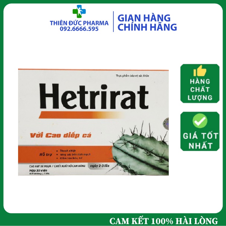 Viên Uống Cải Thiện Hetrirat Giúp Ngừa Trĩ, Cải Thiện Các Triệu Chứng Của Trĩ (Chảy Máu, Sa Búi Trĩ, Đau Rát)