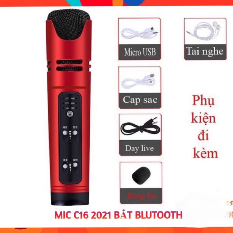 Micro C16, Mic Livestream Hát Karaoke 6 Chế Độ Âm Thanh Giả Dọng Bản Nâng Cấp Cực Hay Của Micro C7