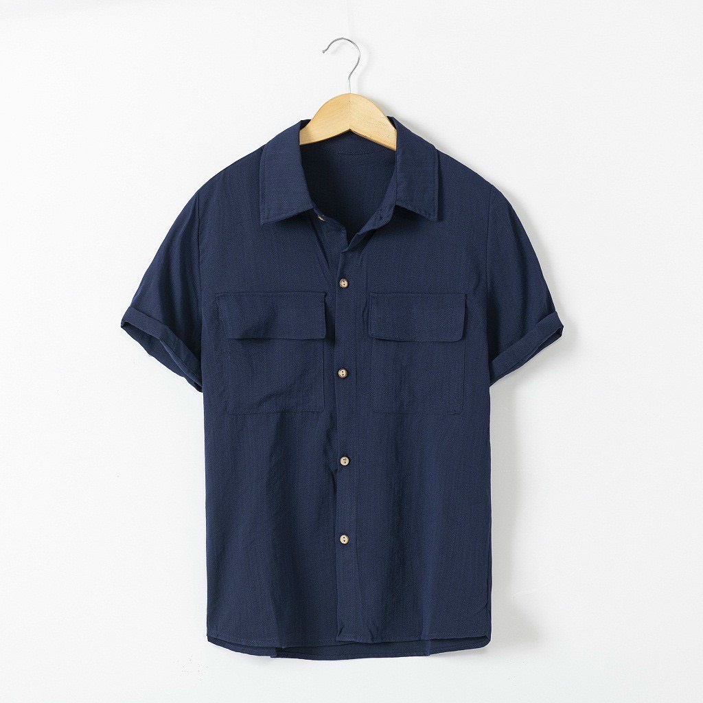 Áo Sơ Mi Ngắn Tay Nam Nữ Cổ Vest TRƠN Trắng Và Đen - Kiểu sơ mi tay ngắn form rộng Cổ Vest và Cổ Đức