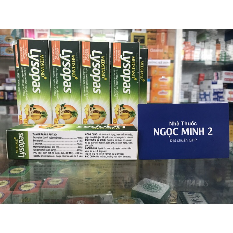 ✅ [Chính Hãng] Medstand Lysopas hỗ trợ thanh họng, hạn chế ho nhiều giảm đau rát họng do ho kéo dài  viên ngậm