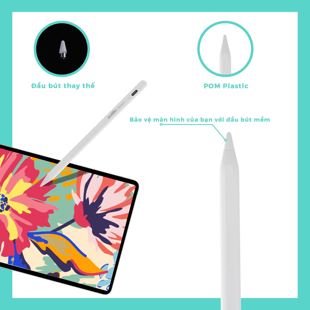 Bút vẽ cảm ứng đa năng KKROOM Pencil stylus pen active dùng cho điện thoại iphone ipad android cây viết cảm ứng