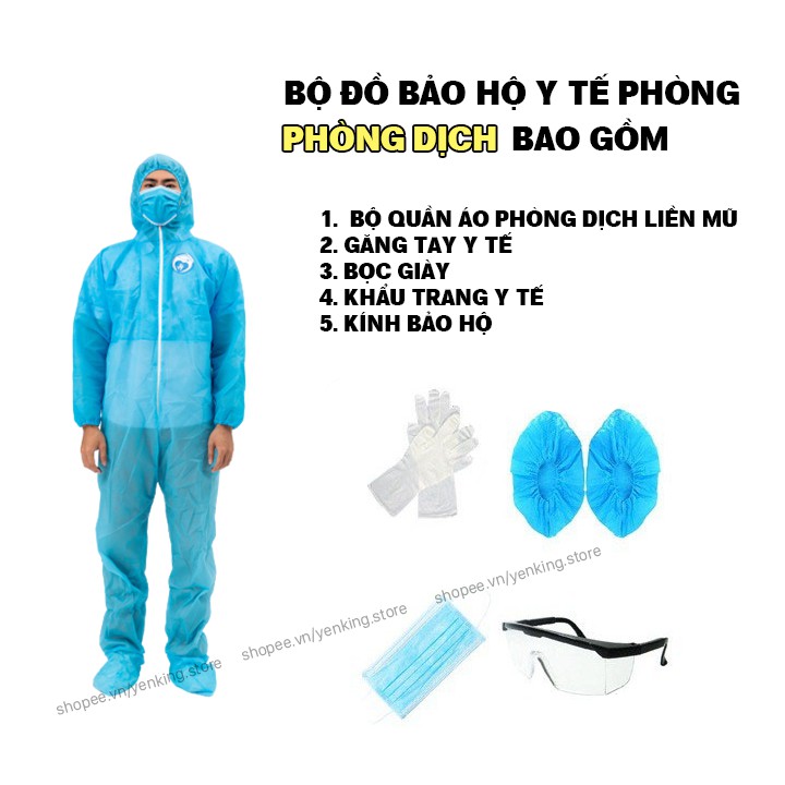 Bộ đồ bảo hộ y tế phòng chống dịch (Tùy chọn bộ 7 món và bộ 4 món)