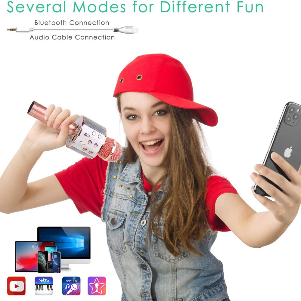 Micro Bluetooth Không Dây Cầm Tay Hát Karaoke Chuyên Nghiệp Cho Điện Thoại Máy Tính