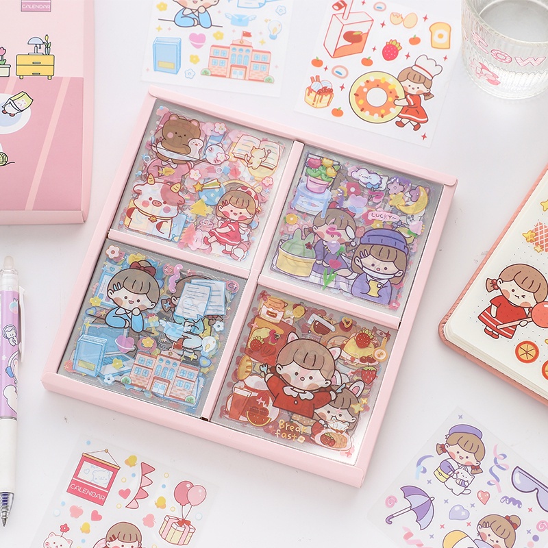 Bộ 100 Miếng Dán Họa Tiết Hoạt Hình Dùng Trang Trí Album Ảnh