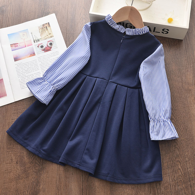Đầm sơ mi BEAR LEADER AH001 in sọc caro tay dài phong cách Hàn Quốc cho bé gái