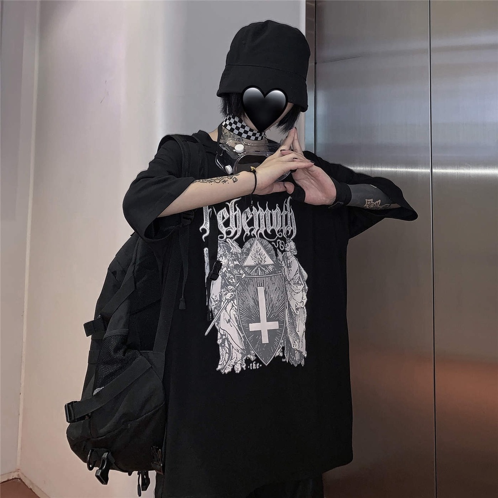 Áo thun tay lỡ Unisex dark goth áo phông form rộng áo đôi