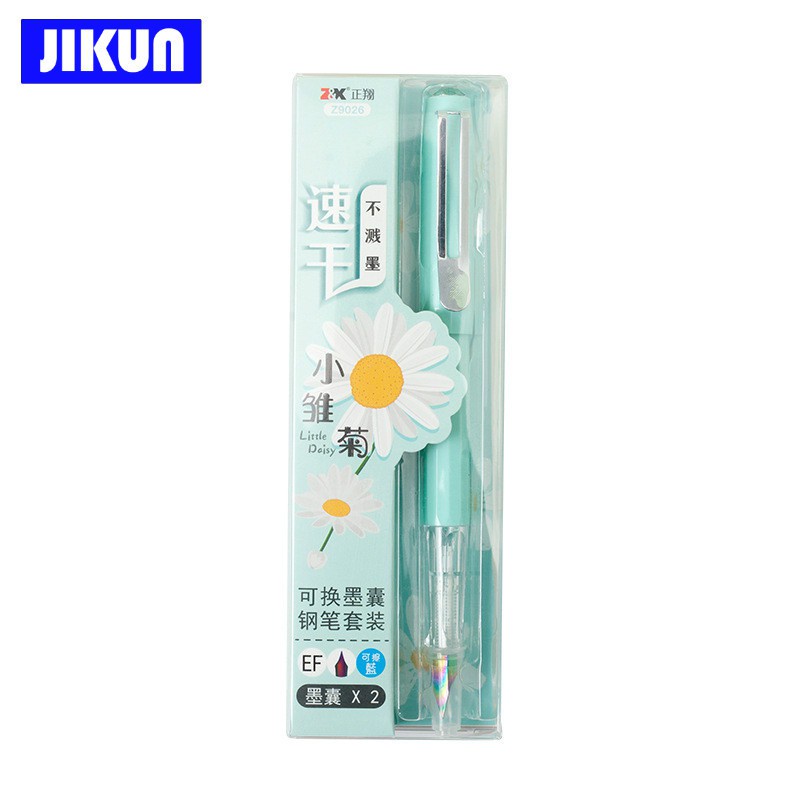 Bộ Bút Máy Thư Pháp Jikkon EF Ngòi EF Khô Nhanh Kèm Ruột Bút Màu Xanh Dương Dùng Một Lần Z9026