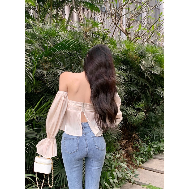 Áo ống rút dây ngực tay phồng hot girl gợi cảm, xinh đẹp