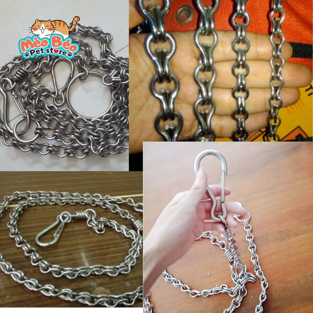 Dây xích inox kèm vòng cổ cho chó mèo