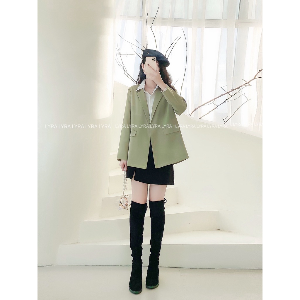 Áo khoác blazer dáng rộng màu xanh hot trend - Áo vest 2 lớp form rộng