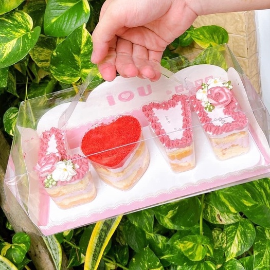 5 Hộp kèm chữ LOVE đựng tiramisu - bánh kem - quà tặng valentine