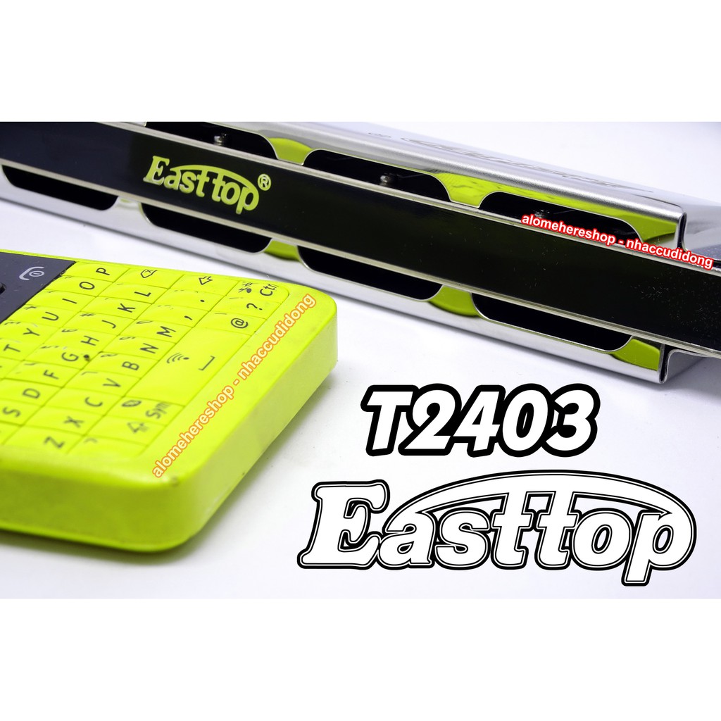 Kèn harmonica Tremolo 24 lỗ Easttop T2403 Key C Màu Bạc Phiên Bản Trước 2021