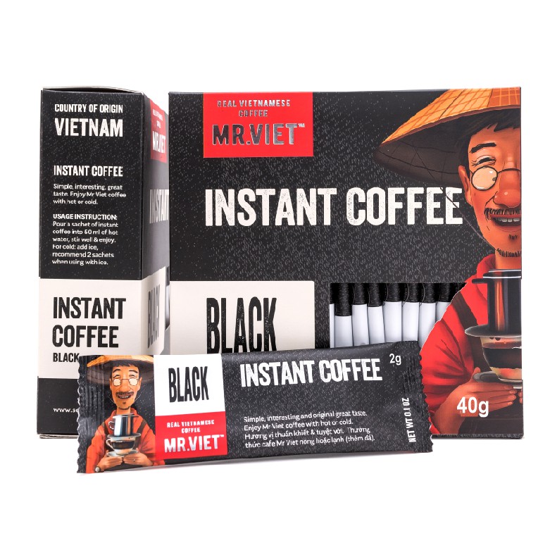 Cà phê Đen Hòa Tan Mr Việt 40g ( Mr Viet Black Instant Coffee)