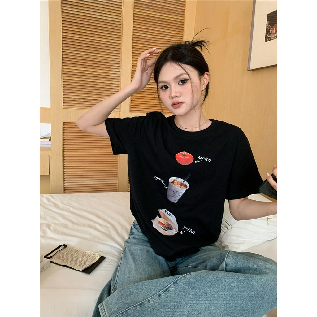 Áo Thun Cổ Tròn Ngắn Tay In Hình Vui Nhộn Phong Cách Mới 64052