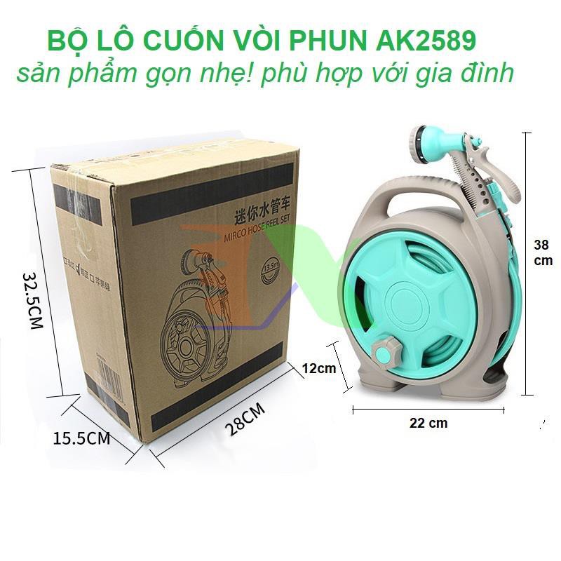 (𝑳𝑶𝑨̣𝑰 1) Bộ vòi rửa xe, tưới cây thu cuộn dây ống dài 12m Ống nước siêu bền, không gập, không xoắn, chịu áp lực cao