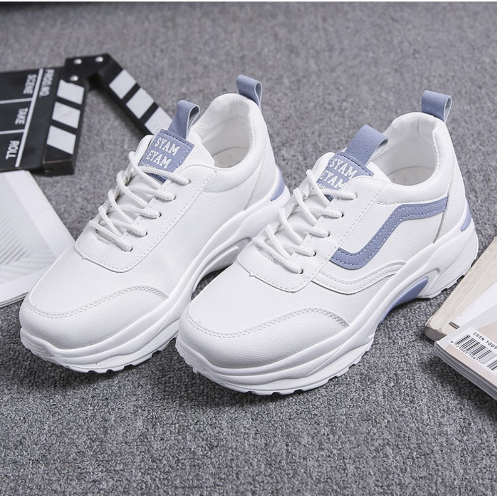 Giày Thể thao Sneaker nữ giày phối đơn giản viền xanh mã số 3