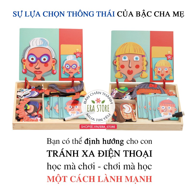 Bộ Ghép Hình Nhân Vật, Bộ Đồ Chơi Giáo Dục Tích Hợp Bảng Viết Và Vẽ Phát Triển Sự Sáng Tạo Cho Trẻ - Hàng Tốt