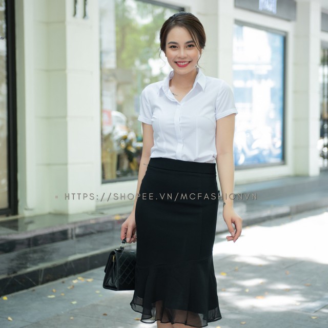 Chân Váy Công Sở MC Fashion Dài Qua Gối  Màu ĐenThời Trang Sang Trọng Quyến Rũ CV0423