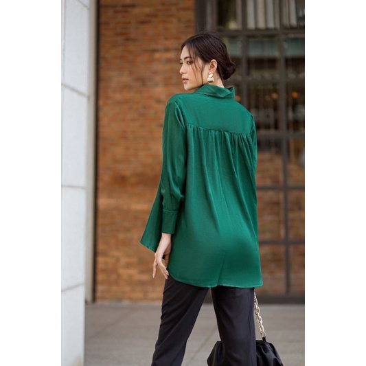 SISTERSISTER - Áo sơ mi ovesize thắt nơ ngực MONA