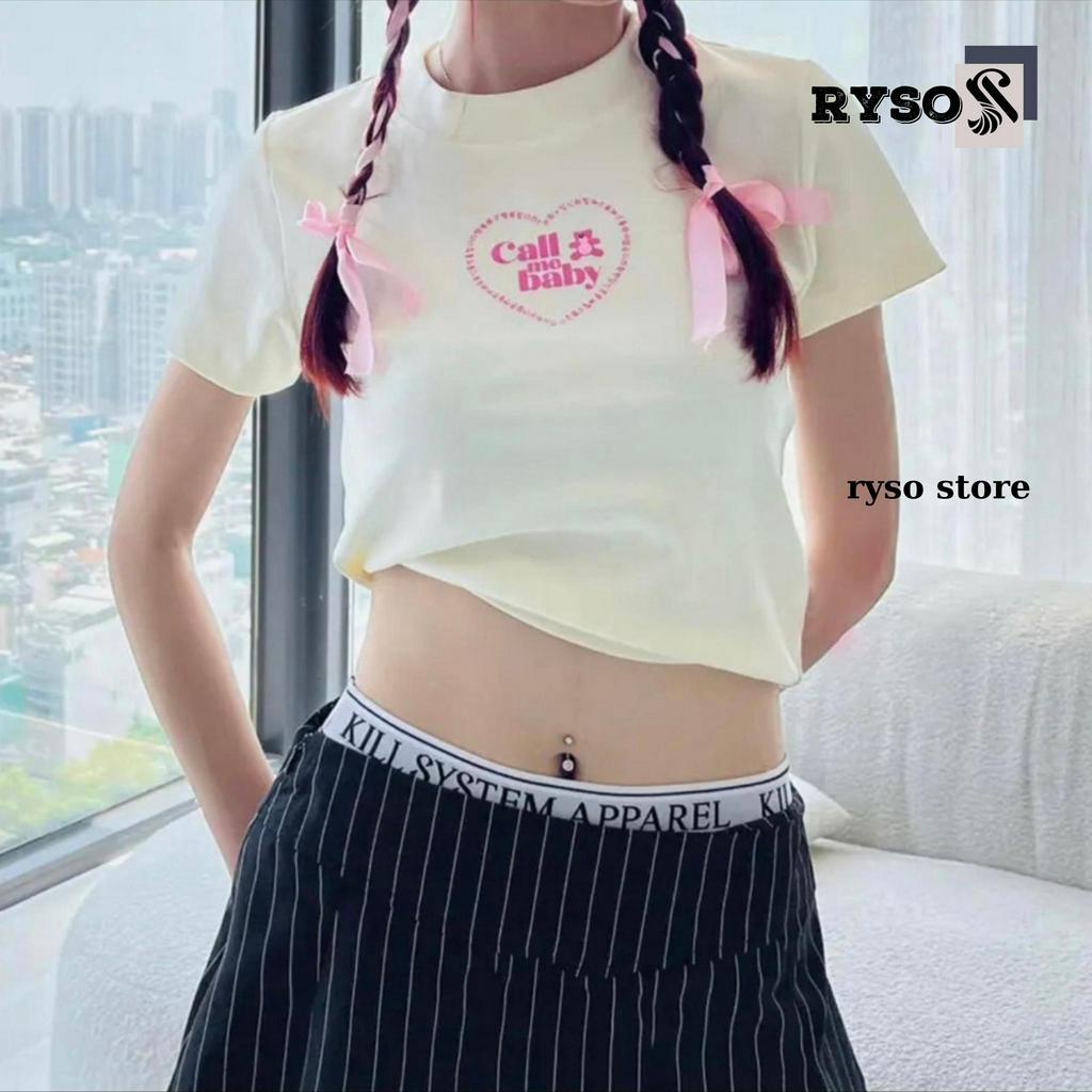 Áo Baby Tee Raplan in hình trái tim chất liệu 100% cotton , Áo Thun Form Fit Phối Tay RYSO