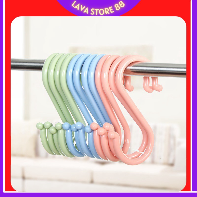 Bộ 8 Móc Chữ S Nhựa Cao Cấp Treo Quần Áo - Treo Đồ Đạc - Treo Hàng Đa Năng 2194 LaVa Store88