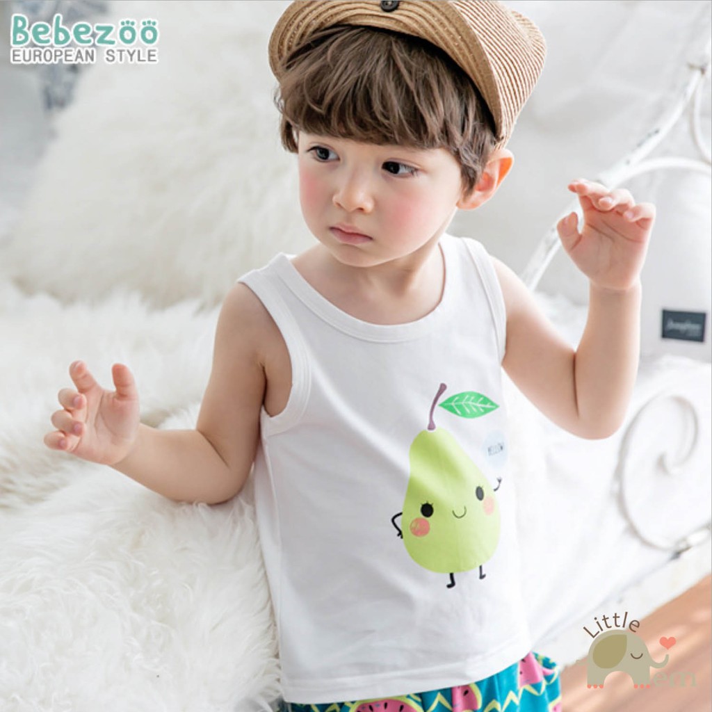 Áo bé trai/ bé gái Hàn Quốc Bebezoo 3 lỗ _ White pear