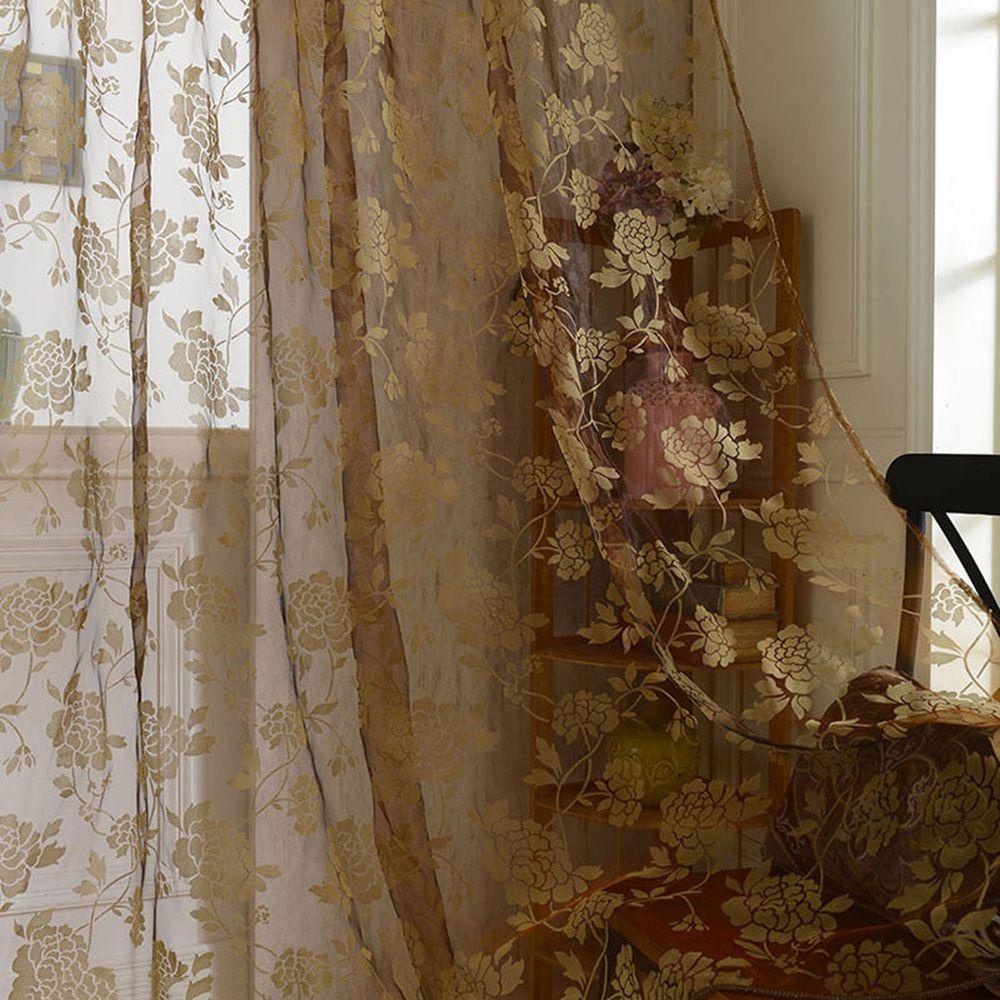 Rèm Cửa Bằng Vải Jacquard Trong Suốt Họa Tiết Hoa Hiện Đại Dành Cho Phòng Khách / Phòng Ngủ / Nhà