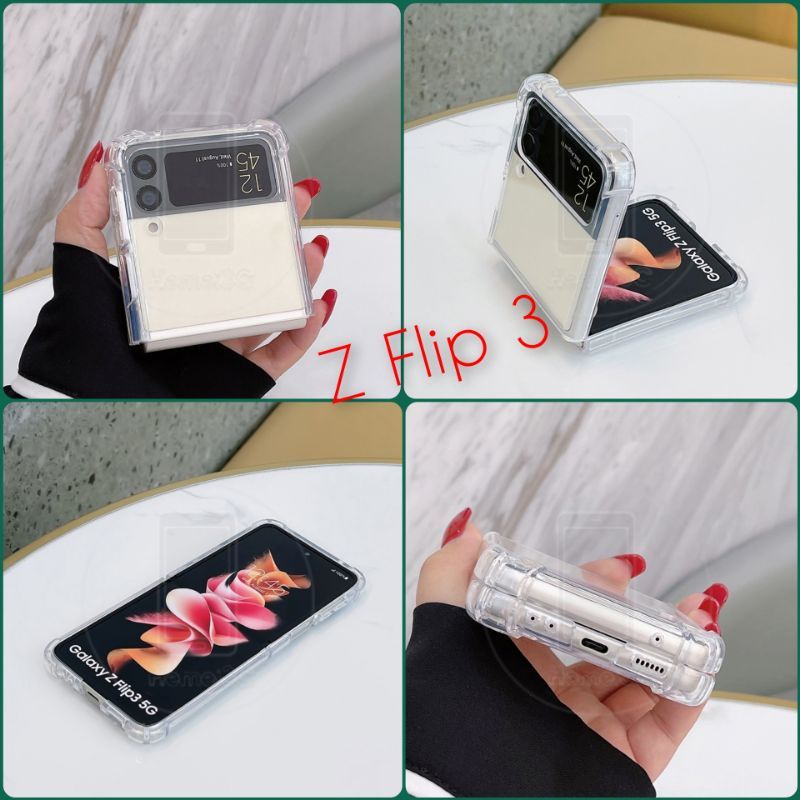 Ốp lưng chống sốc bo 4 góc Samsung Z Flip 3 5G lưng cứng viền dẻo