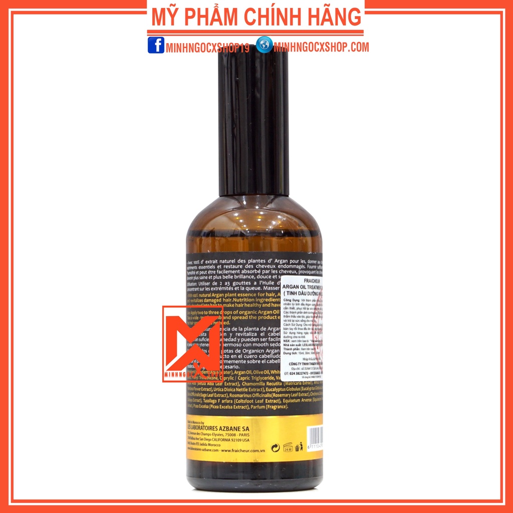 Tinh dầu dưỡng tóc phục hồi chuyên sâu FRAICHEUR ARGAN OIL TREATMENT SERUM 100ml