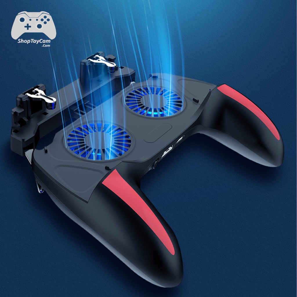 Tay Cầm Chơi Game Điện Thoại Mobile PUBG/FF/ROS/CALL OF DUTY Double Fan Tích Hợp Sạc Dự Phòng 5000mAh Hàng Xịn, Giá Tốt