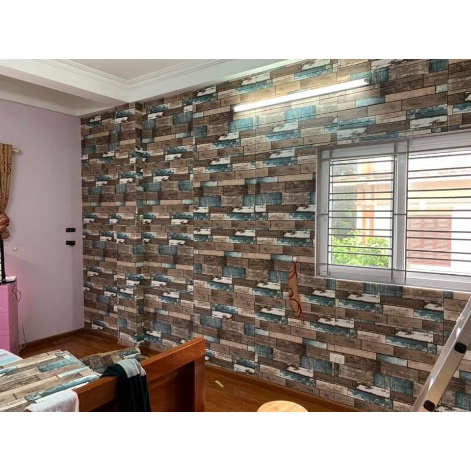 Xốp dán tường giả gỗ 3D kt 70 x70cm sang trọng