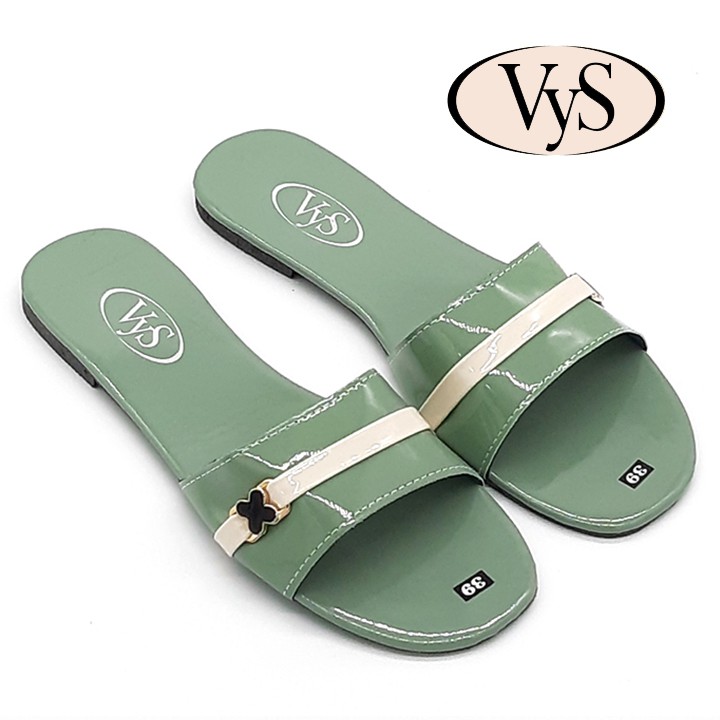 Dép lê bệt nữ quai ngang hoạ tiết logo khoá thời trang VYS TA6421 (Nhiều màu)