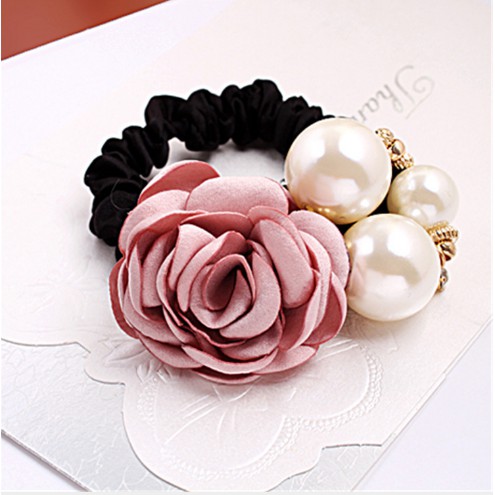 Buộc Tóc/ Cột tóc Hoa Hồng Đính Ngọc Trai style HQ thời trang