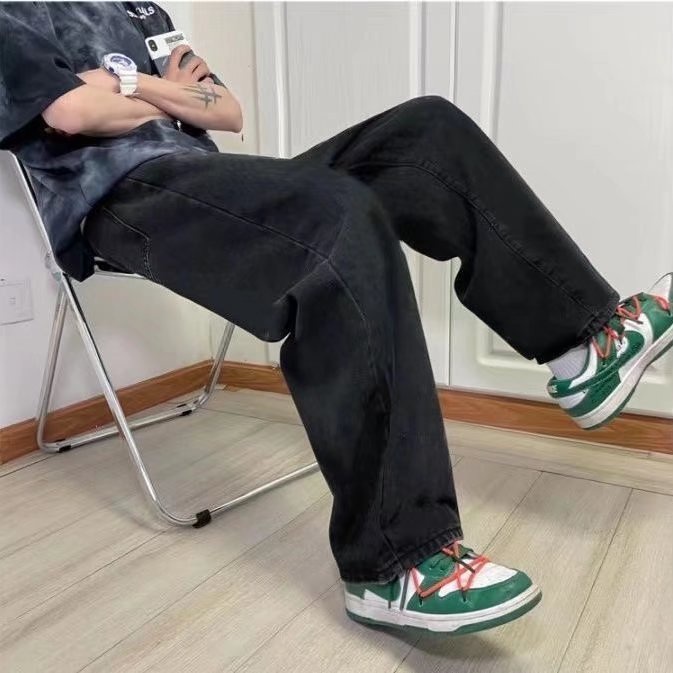 Quần Jean Dài Dáng Rộng Cỡ Lớn Thoải Mái Phong Cách Hip Hop Hàn Quốc Thời Trang Cho Nam Size S-5XL