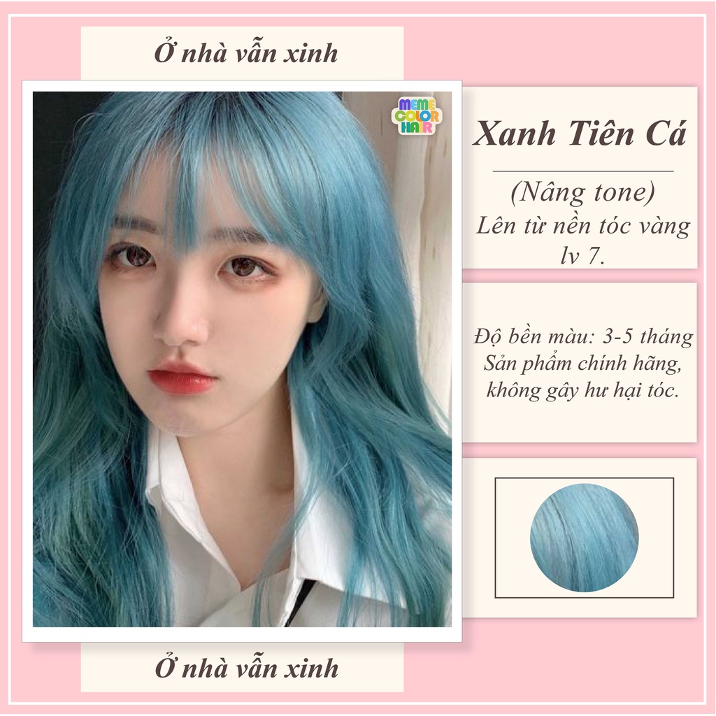 Thuốc nhuộm tóc màu Xanh Tiên cá , tặng kèm oxy trợ dưỡng và bao tay