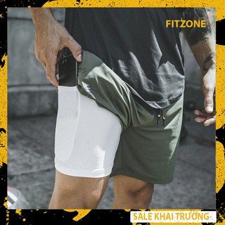 [Loại 1] Quần Đùi Gym 2 Lớp ASRV SP124 - (Quần Short Thể Thao Legging Nam)