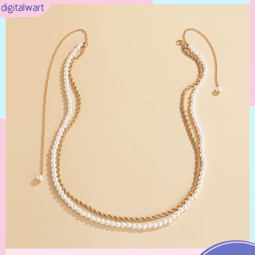 {digitalwart} Chuỗi Đeo Hông Đính Ngọc Trai Trắng Tinh Tế Cổ Điển Dễ Phối Đồ Đi Tiệc Tinh Tế Đẹp Mắt