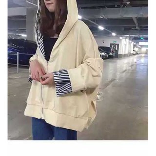 Áo hoodie màu kem ulzzang