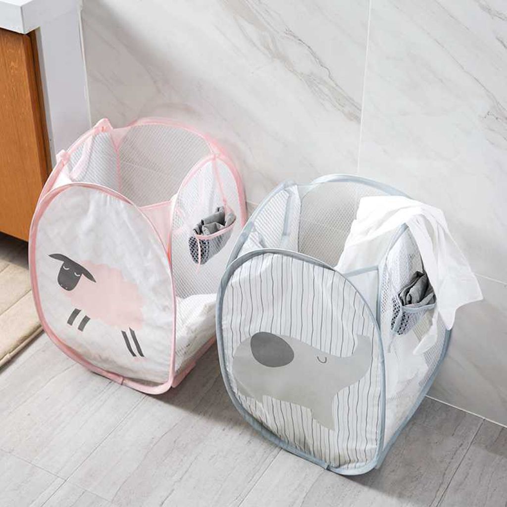 1 Giỏ Lưới Đựng Đồ Giặt Cỡ Lớn In Họa Tiết Hoạt Hình Đa Năng Có Thể Gấp Gọn Tiện Dụng