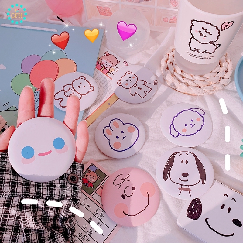 Gương trang điểm hình tròn cỡ mini bỏ túi họa tiết đáng yêu cho nữ