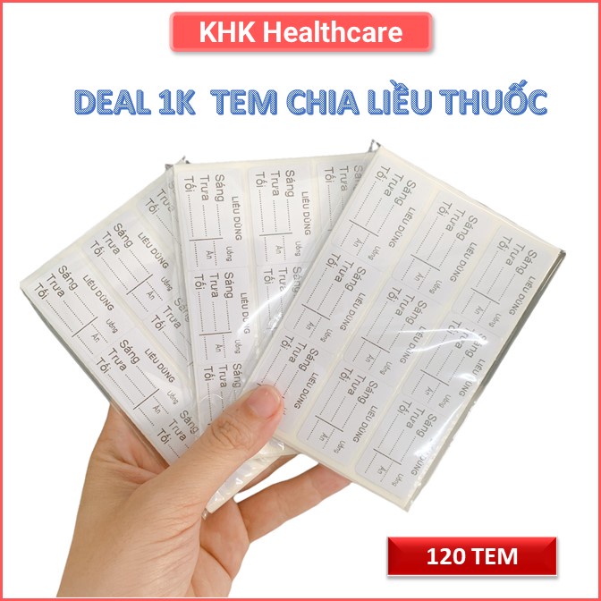 [120c]  Tem chia liều thuoc sáng chiều bộ 120 tem dán decal tiện lợi