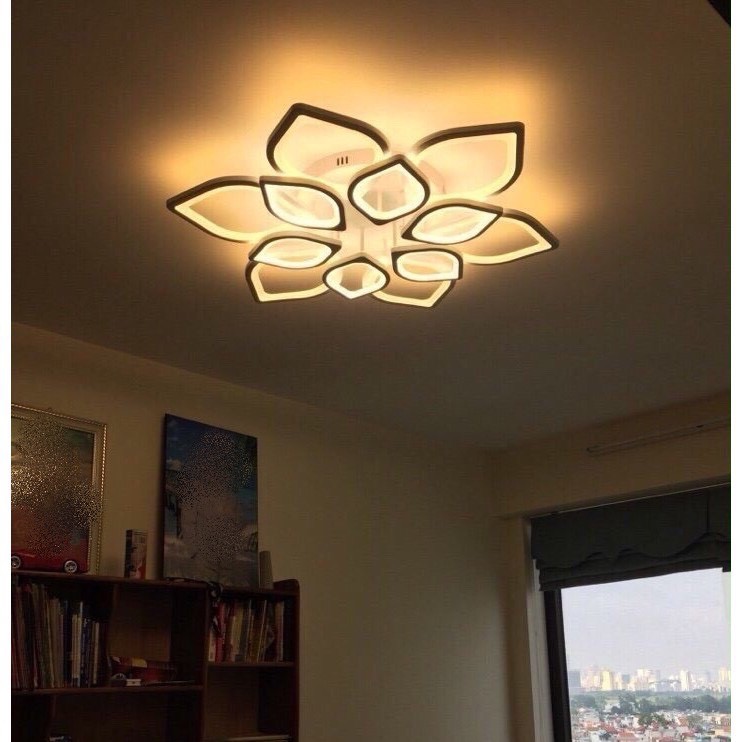 Đèn Trần Phòng Khách - Đèn Ốp Trần Trang Trí Phòng Kích, Phòng Ngủ 3 Chế Độ Sáng Có Điều Khiển Từ Xa