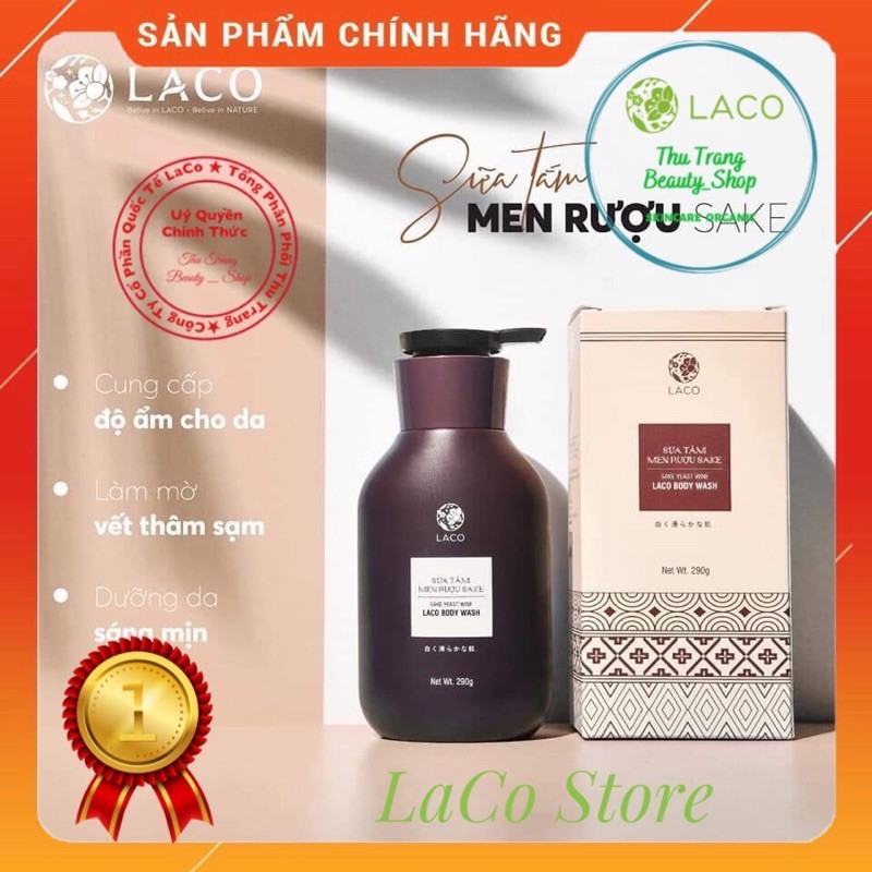 Sữa tắm men rượu Sake LACO 290 gram, da đẹp trắng sáng