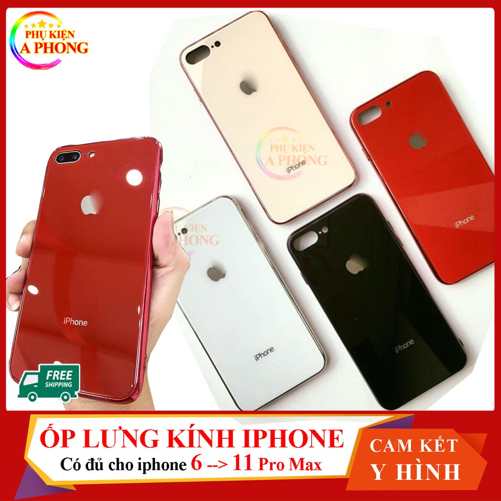 Ốp lưng kính iPhone, Ốp điện thoại dành cho iphone 6,6s, 6 Plus, 7,7 Plus, 8, 8 Plus, X, Xs, Xs Max, 11, 11 Pro Max